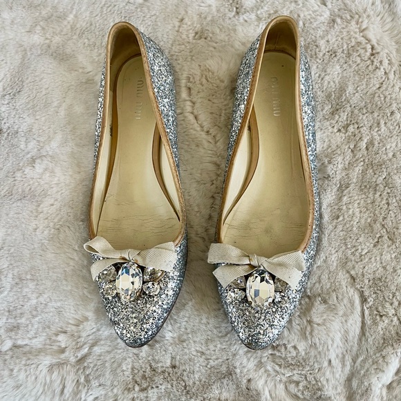 Miu Miu Shoes - Miu Miu Glitter, and rhinestones Vintage over 20 years old 
LEATHER BALLET FLATS